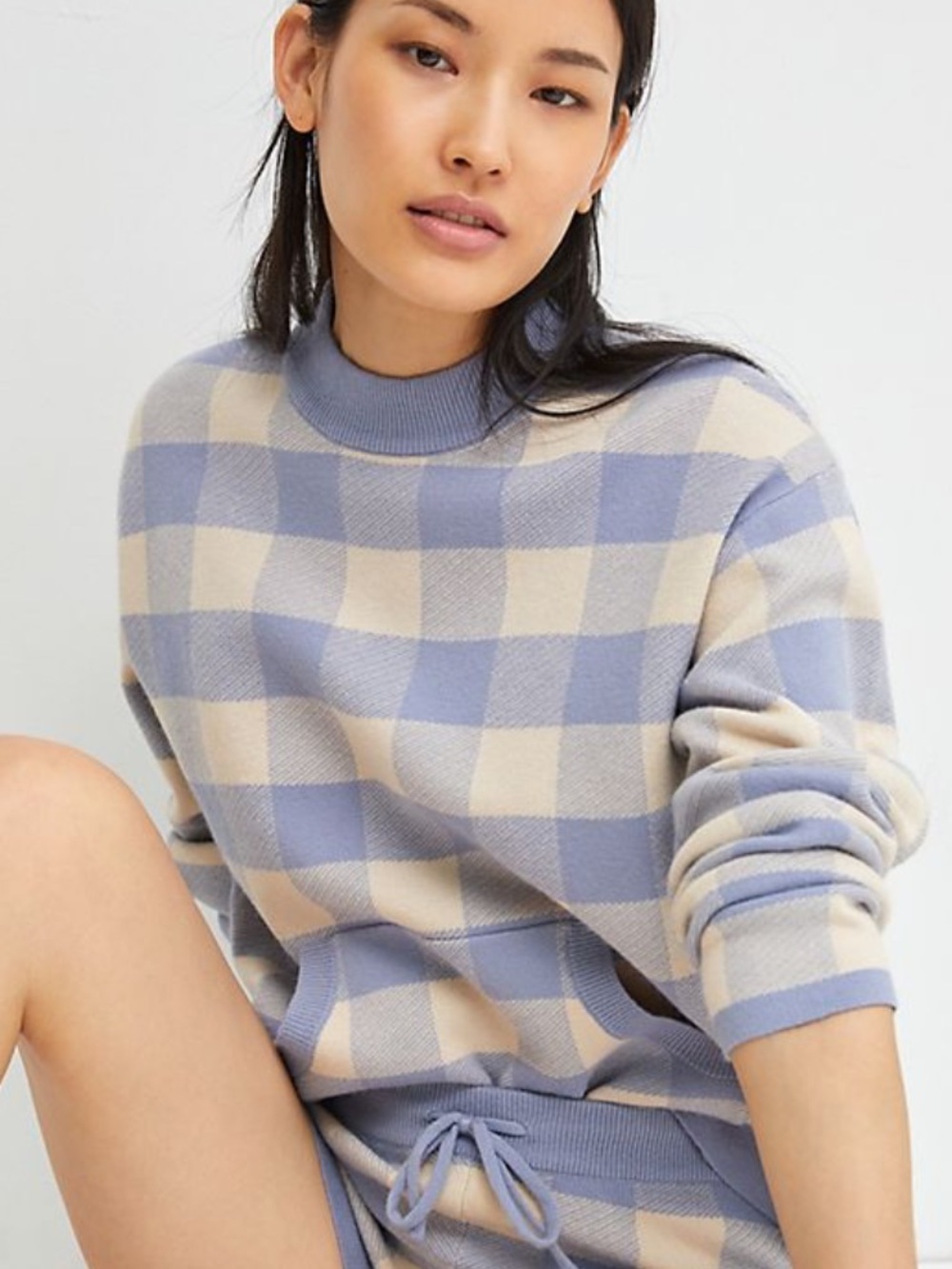 Anthropologie Gingham Knit Lounge Plaid Sweater